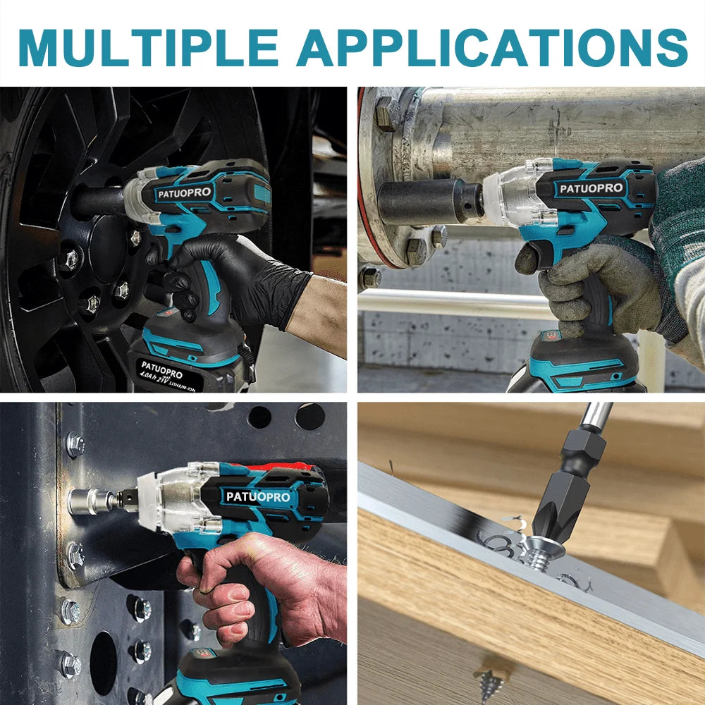 500N.m Brushless Cordless Impact Wrench for Home DIY - Smarsty