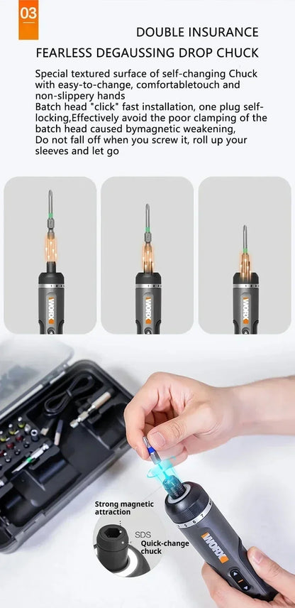 Worx 4V Cordless Electric Screwdriver Set for Home Repairs - Smarsty