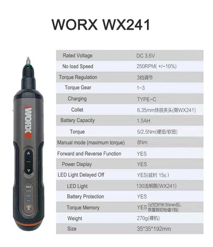 Worx 4V Mini Cordless Screwdriver Set with USB Rechargeable Feature - Smarsty