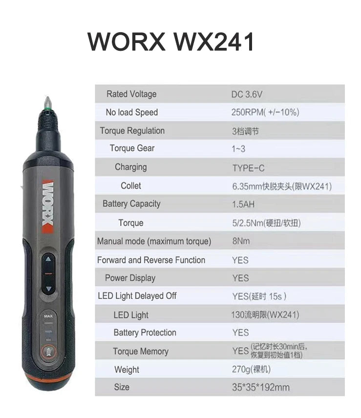 Worx 4V Mini Cordless Screwdriver Set with USB Rechargeable Feature - Smarsty