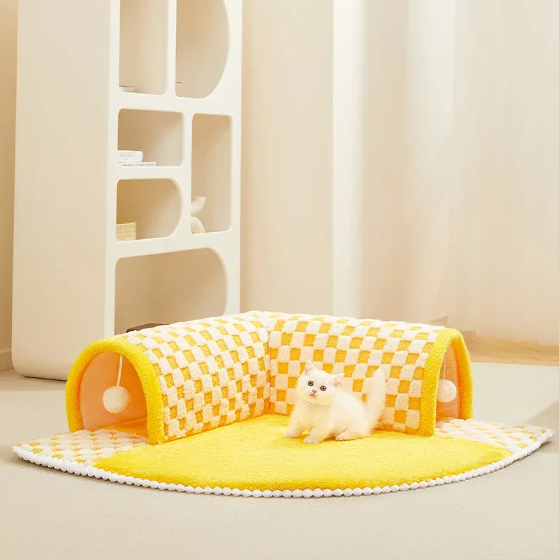 Breathable Cat Bed with Play Tunnel for Fun - Smarsty
