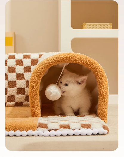 Breathable Cat Bed with Play Tunnel for Fun - Smarsty