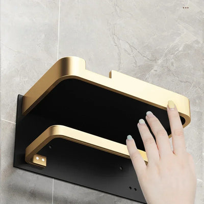 Black Gold Wall Mount Toilet Paper Holder with Shelf - Smarsty