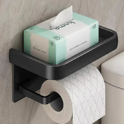 Black Gold Wall Mount Toilet Paper Holder with Shelf - Smarsty