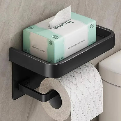Black Gold Wall Mount Toilet Paper Holder with Shelf - Smarsty