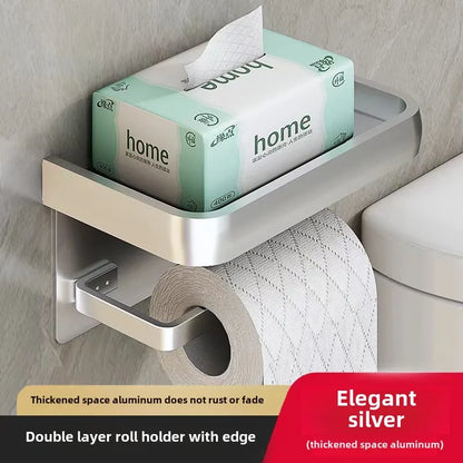 Black Gold Wall Mount Toilet Paper Holder with Shelf - Smarsty