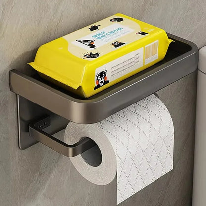 Black Gold Wall Mount Toilet Paper Holder with Shelf - Smarsty