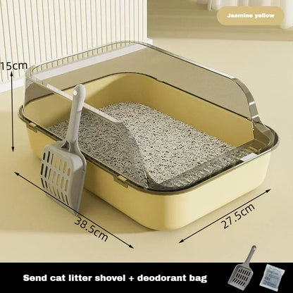 High-Sided Splashproof Cat Litter Box with Removable Scoop - Smarsty
