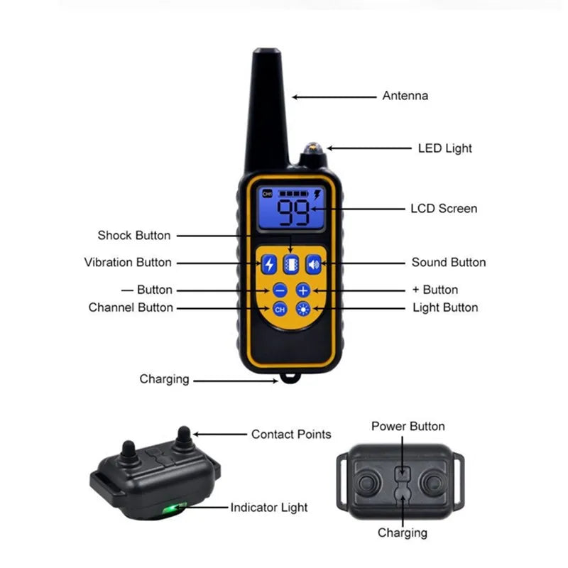 Rechargeable Electric Dog Training Collar with LCD Display - Smarsty