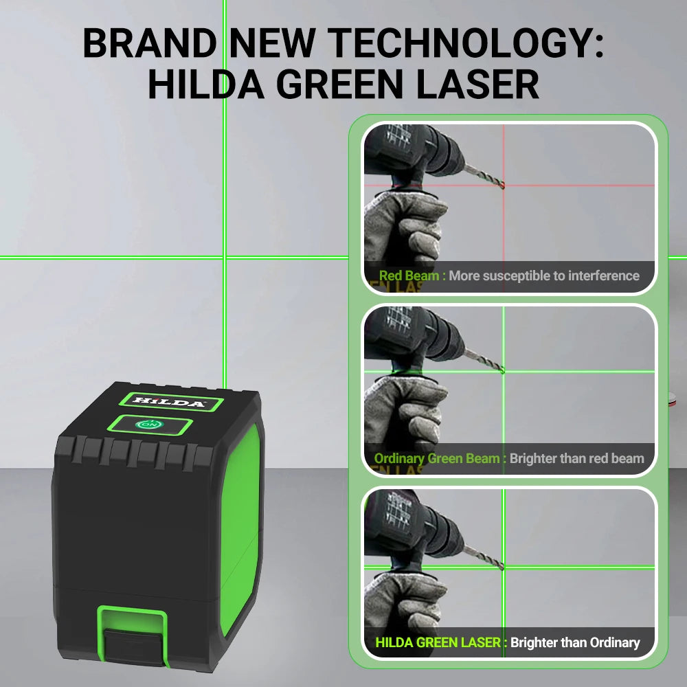 HILDA Mini Laser Level with Green Beams for Precision Measuring - Smarsty