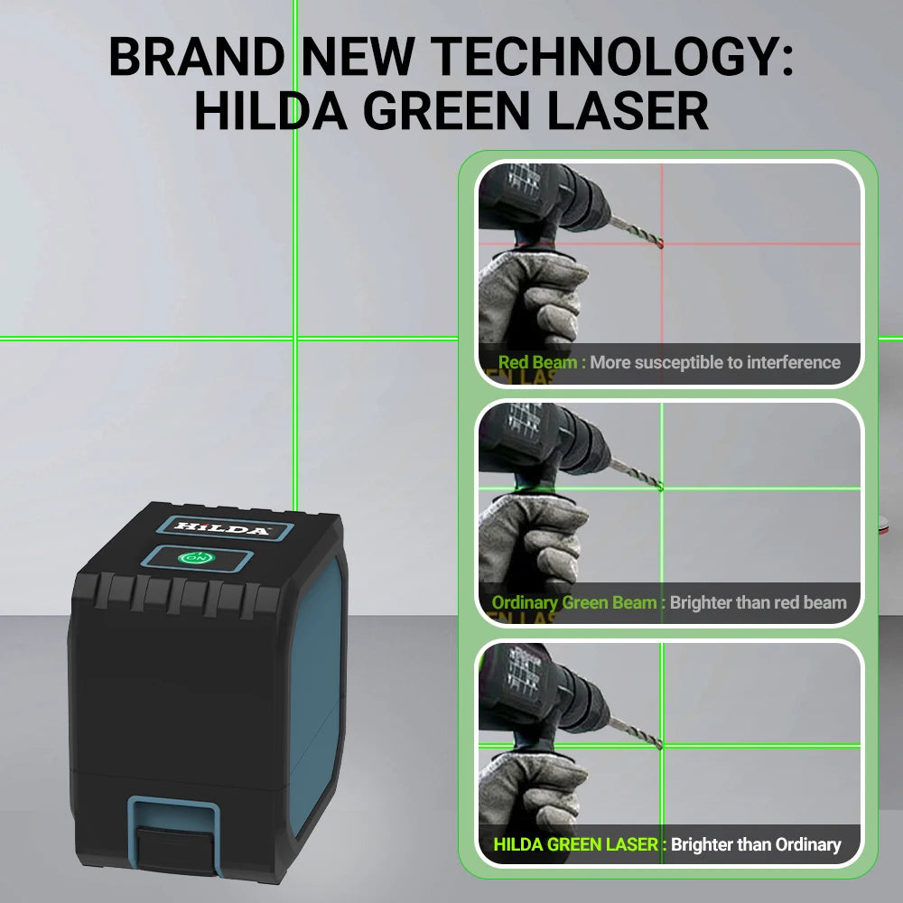 HILDA Mini Laser Level with Green Beams for Precision Measuring - Smarsty