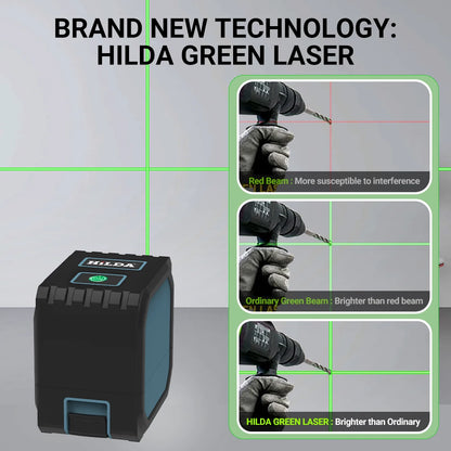 HILDA Mini Laser Level with Green Beams for Precision Measuring - Smarsty