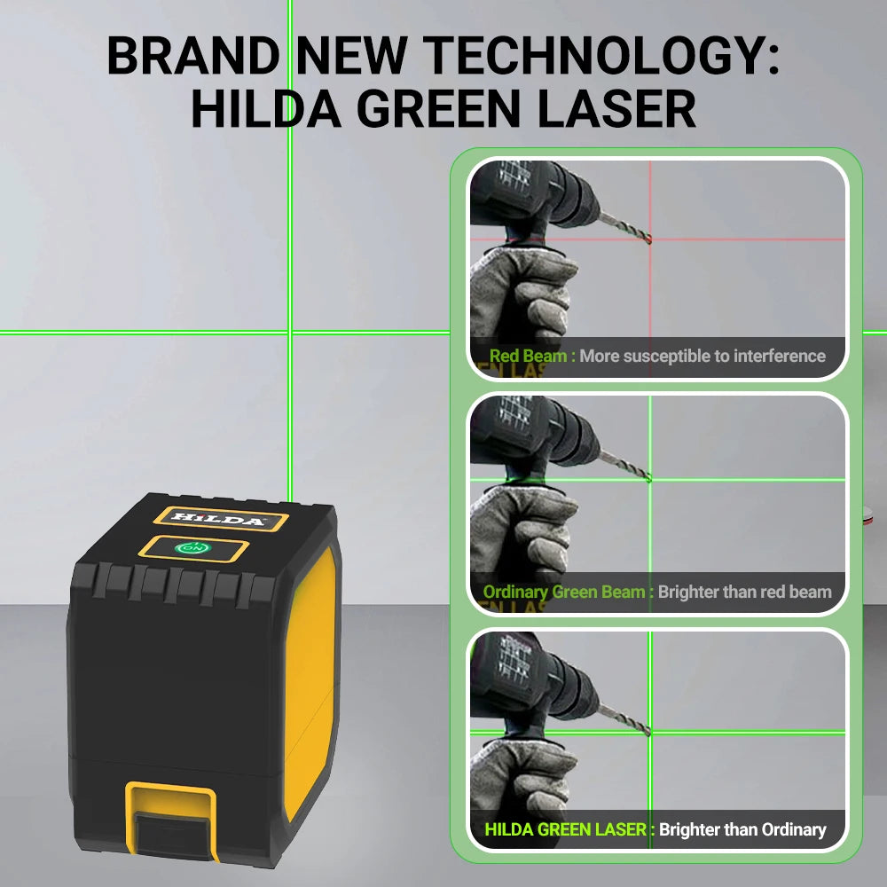 HILDA Mini Laser Level with Green Beams for Precision Measuring - Smarsty