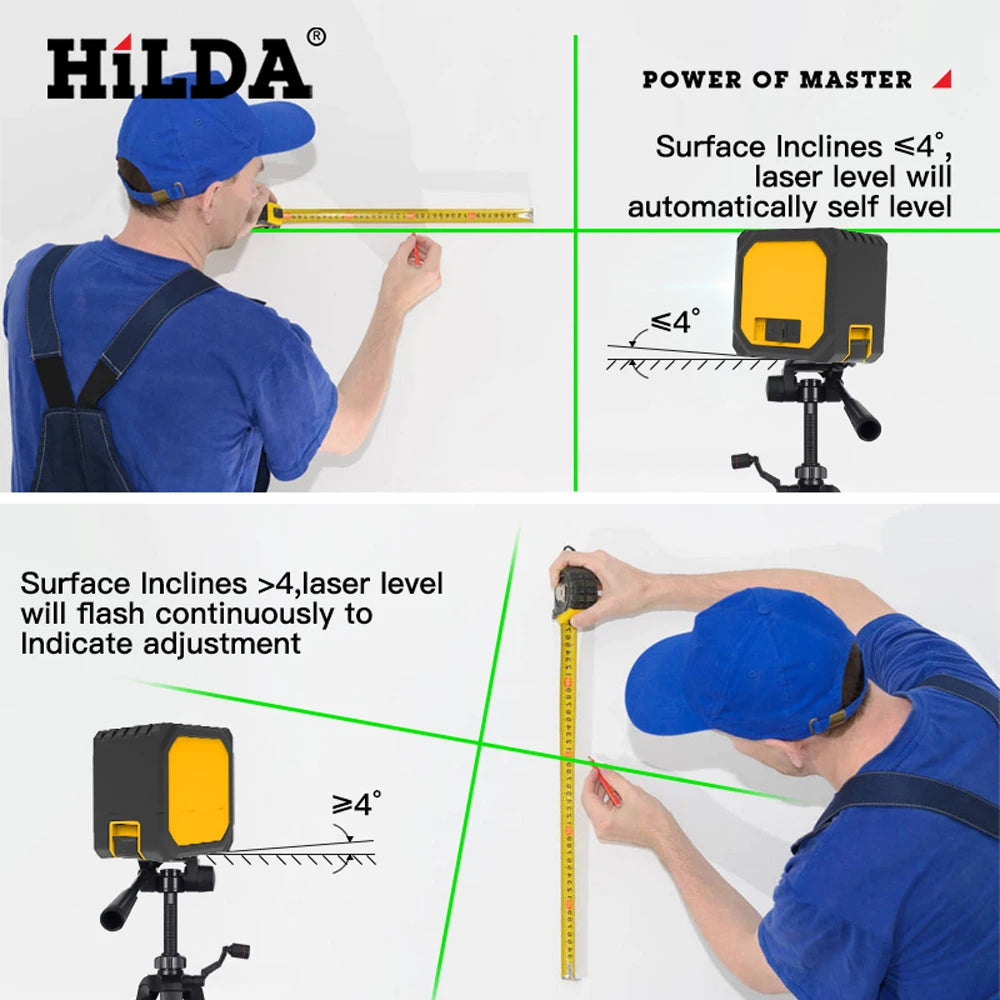 HILDA Mini Laser Level with Green Beams for Precision Measuring - Smarsty