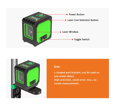 HILDA Dual-Function Mini Laser Level with Green Beams - Smarsty
