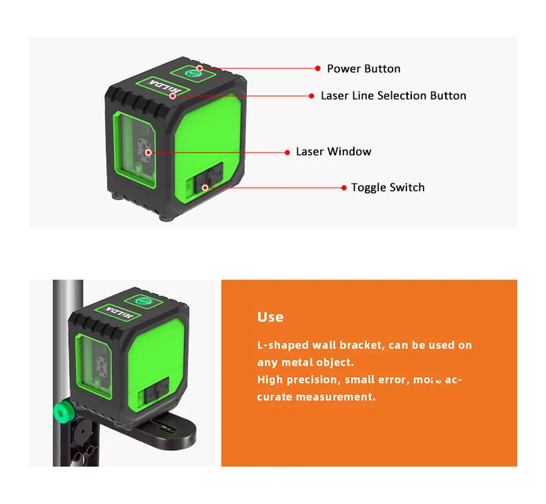 HILDA Dual-Function Mini Laser Level with Green Beams - Smarsty