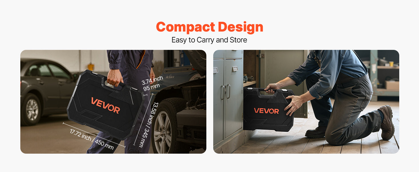 SucceBuy Socket Set 86 Pieces 3/8 1/4 1/2in Drive Socket and Ratchet Set SAE Metric Mechanic Tool Kit with Ratchet Wrench