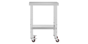 SucceBuy Stainless Steel Kitchen Worktable shelves Commercial Work Bench Table with Caster Wheels for Home Restaurant Storage - Smarsty