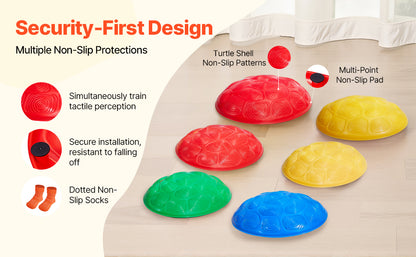 SucceBuy 6 PCS Kids Turtle Balance Stepping Stones Kids Toddler Jumping Coordination Game Toys Outdoor Play for Children Gifts