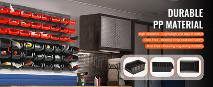 SucceBuy 48pcs Parts Storage Bins Wall Mounted Garage Containers with Wall Panels Tool Organizer for Nuts Bolts Screws Nails