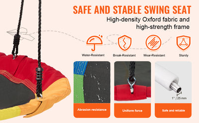 SucceBuy Tree Swing Saucer Swing 750lbs Swing Seat 2 Tree Hanging Straps Adjustable Multi-Strand Ropes Round Swing Kids Outdoor