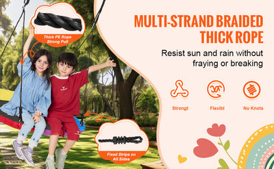 SucceBuy Tree Swing Saucer Swing 750lbs Swing Seat 2 Tree Hanging Straps Adjustable Multi-Strand Ropes Round Swing Kids Outdoor