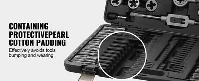 SucceBuy Tap and Die Set 40PCs 60PCs 80PCs 110/116PCs Metric SAE Standard Bearing Steel Taps and Dies Essential Threading Tool - Smarsty