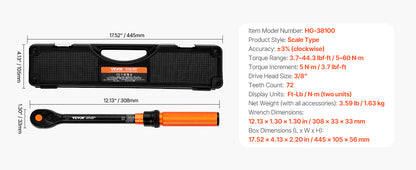 SucceBuy 1/2" 1/4" 3/8" Mechanical Torque Wrench Set Precision Pointer Hand Tools Torque Wrench Mechanical Car Repair Tool