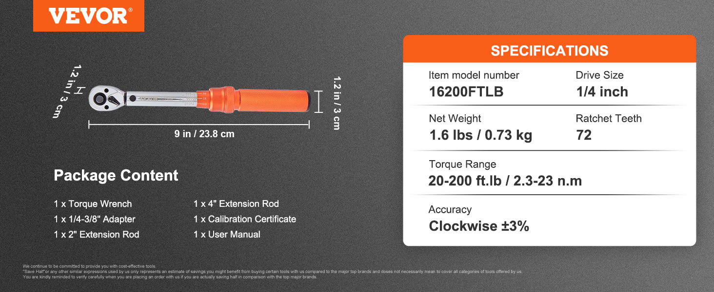 SucceBuy 1/2" 1/4" 3/8" Mechanical Torque Wrench Set Precision Pointer Hand Tools Torque Wrench Mechanical Car Repair Tool