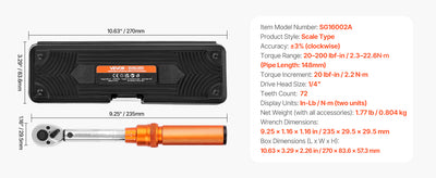 SucceBuy 1/2" 1/4" 3/8" Mechanical Torque Wrench Set Precision Pointer Hand Tools Torque Wrench Mechanical Car Repair Tool - Smarsty