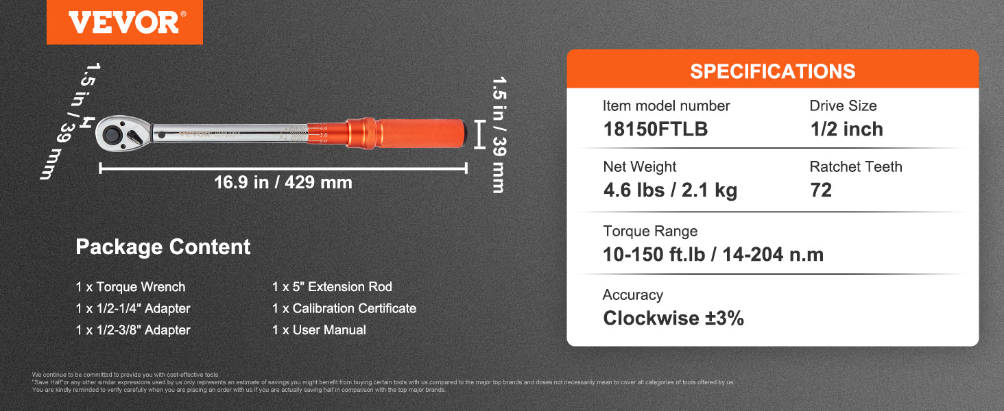 SucceBuy 1/2" 1/4" 3/8" Mechanical Torque Wrench Set Precision Pointer Hand Tools Torque Wrench Mechanical Car Repair Tool
