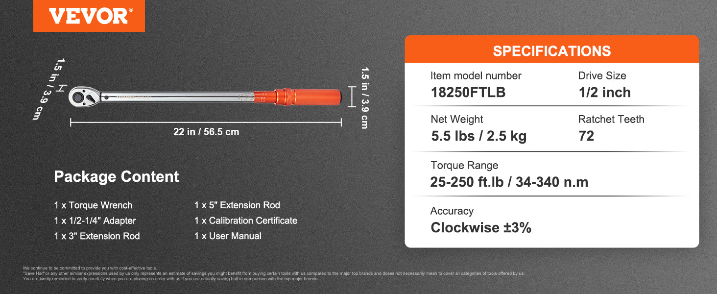 SucceBuy 1/2" 1/4" 3/8" Mechanical Torque Wrench Set Precision Pointer Hand Tools Torque Wrench Mechanical Car Repair Tool