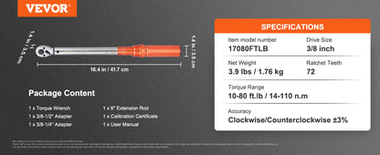 SucceBuy 1/2" 1/4" 3/8" Mechanical Torque Wrench Set Precision Pointer Hand Tools Torque Wrench Mechanical Car Repair Tool