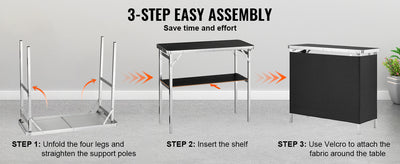 SucceBuy Folding Portable Bar Table Tradeshow Podium Table for Party Picnic Exhibition Include Carrying Case Storage Shelf Skirt - Smarsty