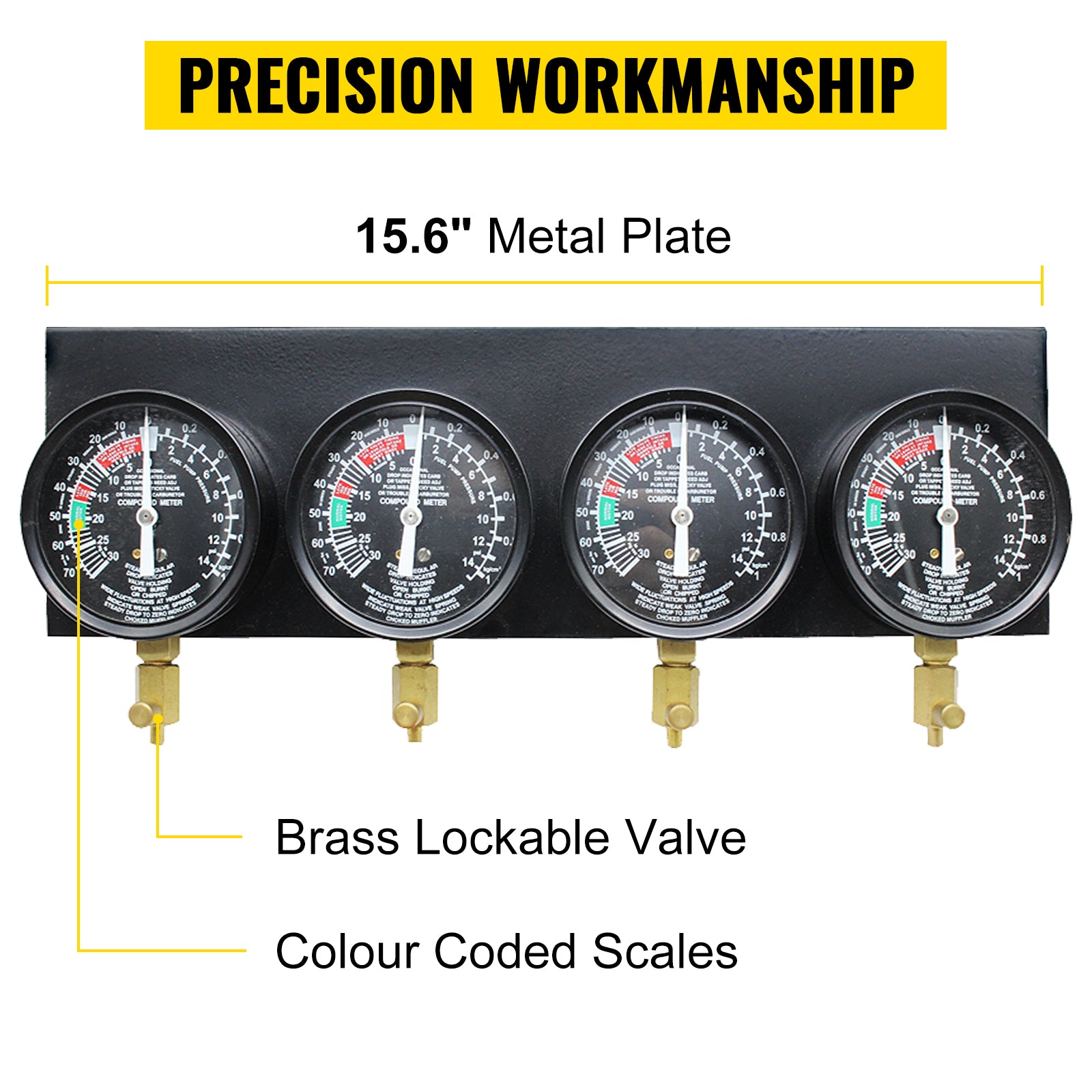 SucceBuy Fuel Vacuum Carburetor Synchronizer Carb Tool sync 4 Gauge Set with Rubber Hose Vacuum Balancer Meter Kit For Motorbike