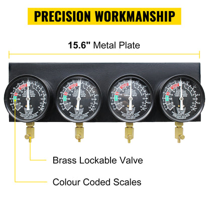 SucceBuy Fuel Vacuum Carburetor Synchronizer Carb Tool sync 4 Gauge Set with Rubber Hose Vacuum Balancer Meter Kit For Motorbike