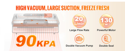 SucceBuy 90Kpa 130W Vacuum Sealer Food Packaging Machine with Free 10pcs Vacuum bags for Household Kitchen Vacuum Food Sealing - Smarsty
