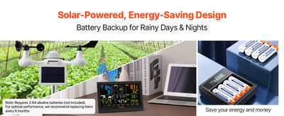 SucceBuy 7-in-1 Wi-Fi Weather Station 7.5 in Color Display + Solar Wireless Outdoor Sensor Alarm Alerts for Temperature Humidity - Smarsty