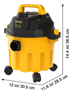 SucceBuy Wet Dry Vac 2.6 Gallon 2.5 Peak HP 3 in 1 Portable Shop Vacuum with Blowing Function  Attachment Storage for Floor - Smarsty