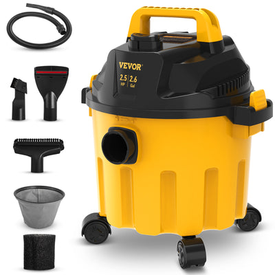 SucceBuy Wet Dry Vac 2.6 Gallon 2.5 Peak HP 3 in 1 Portable Shop Vacuum with Blowing Function  Attachment Storage for Floor - Smarsty