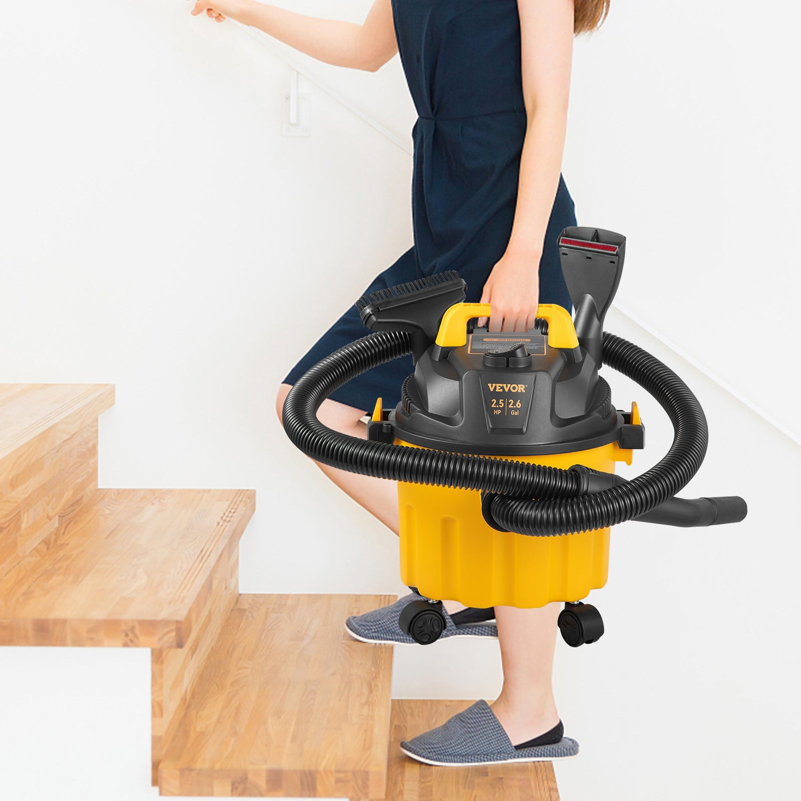 SucceBuy Wet Dry Vac 2.6 Gallon 2.5 Peak HP 3 in 1 Portable Shop Vacuum with Blowing Function  Attachment Storage for Floor - Smarsty